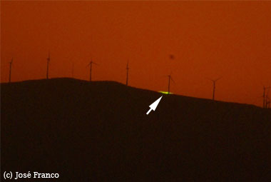 Puesta de sol con rayo verde, desde Granada