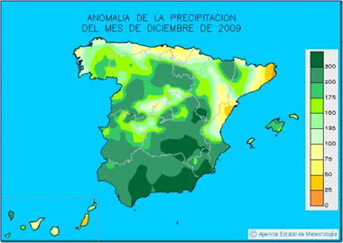 Resumen de diciembre de 2009 según la Agencia Estatal de Meteorología