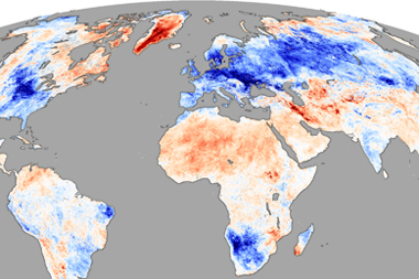 Anomalías térmicas invierno 2.009/2.010 según la NASA