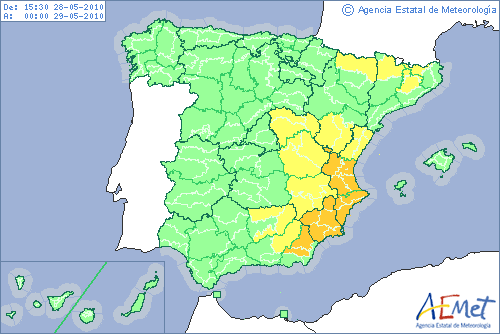 Fuertes tormentas en la mitad este de la Península esta tarde