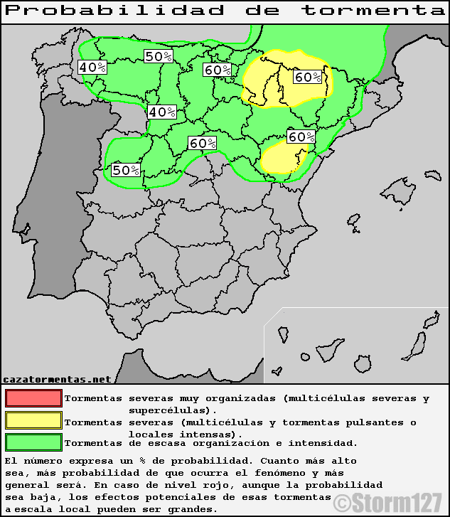 Precipitaciones en el tercio norte y tormentas en las montañas