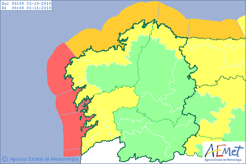 Alerta roja para mañana en la costa oeste gallega