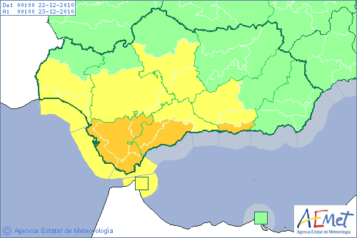 Las alertas por lluvia se extienden e incrementan para mañana en Andalucía