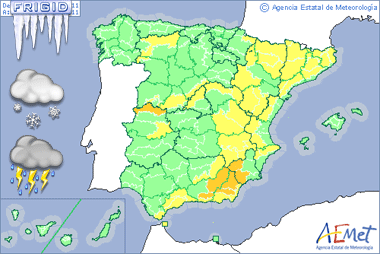 Alertas por lluvias intensas y copiosas nevadas, para mañana