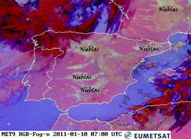 Bancos de niebla persistentes por el interior peninsular