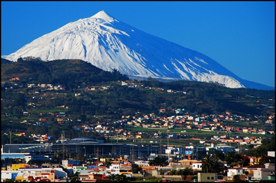 El Teide nevado, esta mañana desde La Laguna