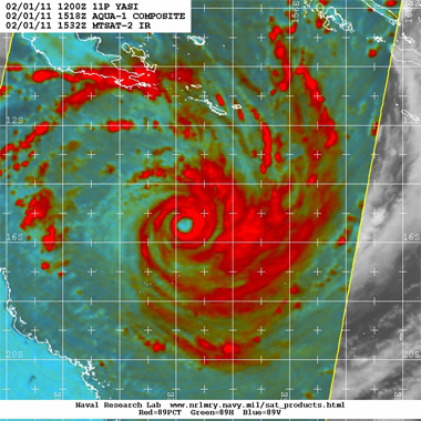 Ciclón tropical YASI, potencial desastre para Queensland, Australia