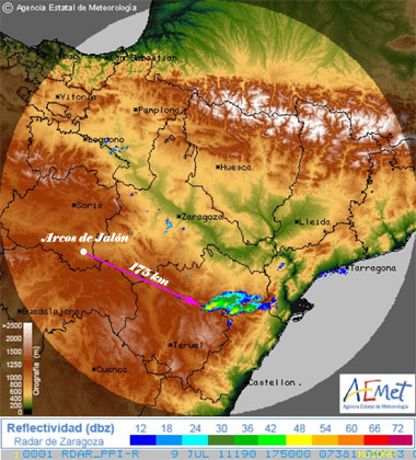 Tormenta severa a 175 km. de distancia