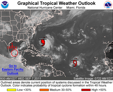 KATIA, MARIA y 96L. Continua la intensa actividad en el Atlántico tropical