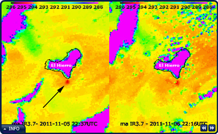 El volcán de El Hierro provoca un foco de calor submarino