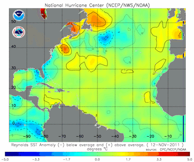 Persisten las anomalías positivas de temperatura en el Atlántico Norte y Mediterráneo
