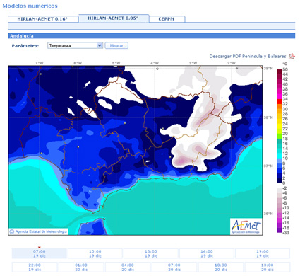 Nuevo producto de modelo meteorológico: HIRLAM-AEMET a 5 Km por comunidades