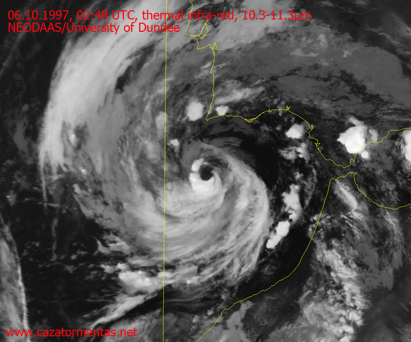 Caso de estudio, 4 al 7 de octubre de 1997, Golfo de Cádiz – Mar de Alborán, posible ciclón tropical