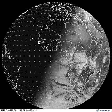 El solsticio de invierno. La Tierra vista desde el Meteosat-9