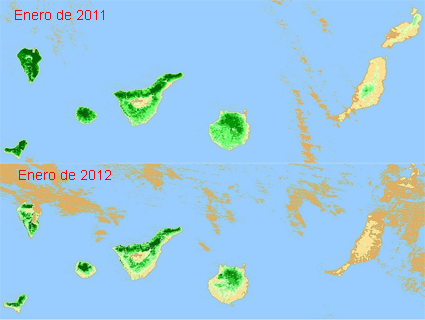 Enero 2011 vs Enero 2012. El reflejo de la sequía en las Canarias