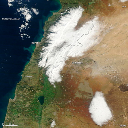 La nieve llega a Líbano, Siria y Jordania