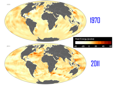 El contenido de calor oceánico a escala global aumenta progresivamente