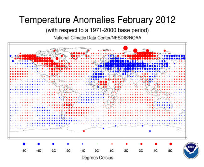 Informe climático de la Tierra. Febrero de 2012