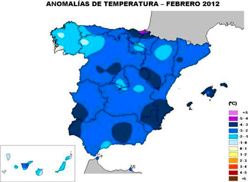 AEMET: Febrero de 2012 extremadamente frío y muy seco en España