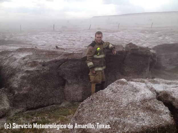 Una pared de granizo en Amarillo, Texas