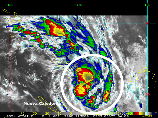Depresión tropical entre Nueva Caledonia y las Fiji, Oceanía