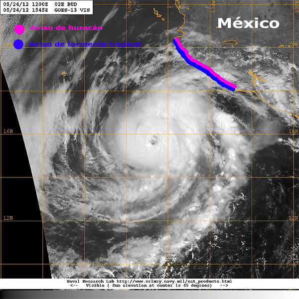 La costa oeste de México en alerta ante la aproximación del huracán BUD