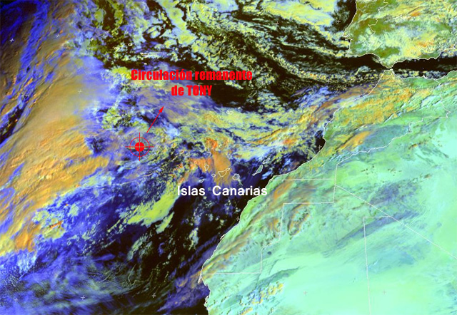 Los restos de la tormenta tropical TONY alcanzan Canarias
