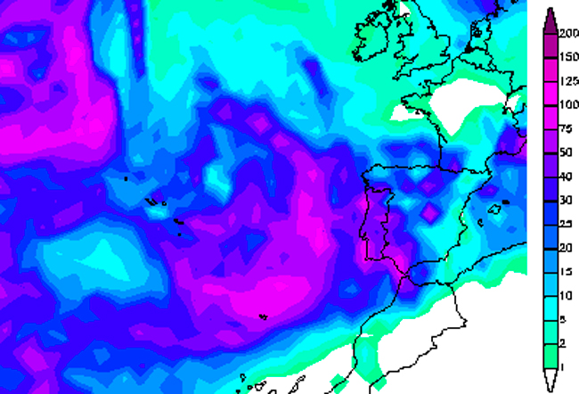 Probable temporal de lluvias procedentes del Atlántico para esta semana