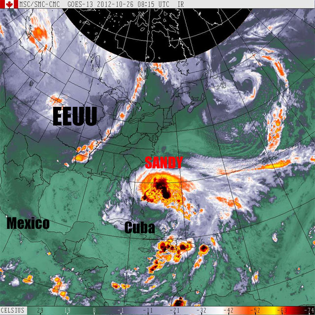 SANDY podría convertirse en una tormenta histórica para Estados Unidos