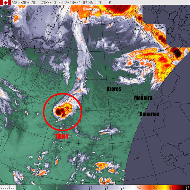Nace la tormenta tropical TONY y pone rumbo a las Azores