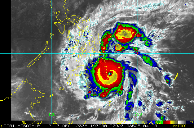 BOPHA, el tifón más intenso en hacer impacto en Mindanao, Filipinas