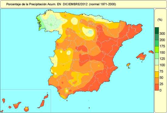 AEMET, diciembre de 2012: Seco y algo más cálido de lo normal