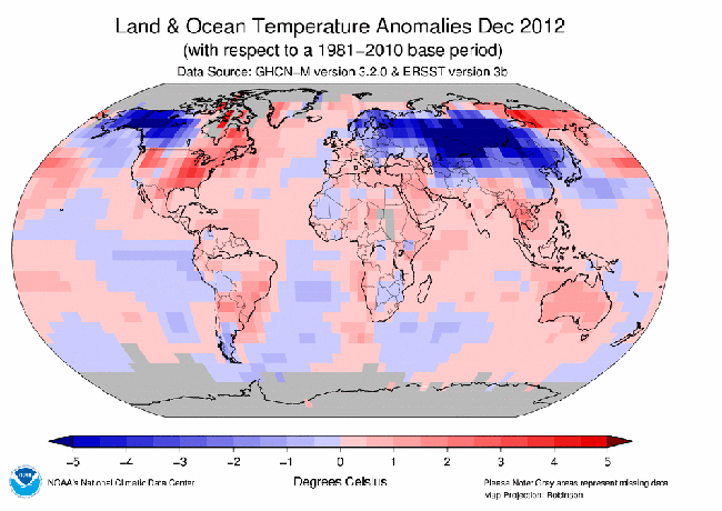 Informe climático de la Tierra. Diciembre de 2012 el más frío en la superficie terrestre desde 1986