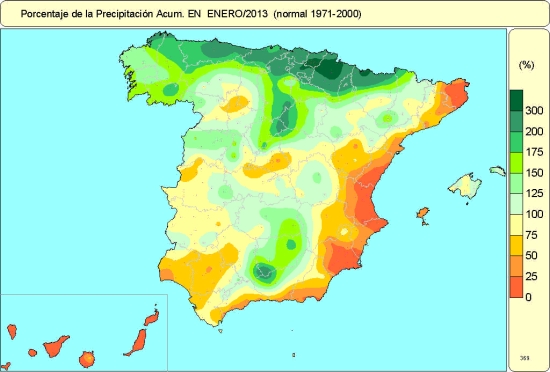 AEMET, enero de 2013: Bastante húmedo y cálido en España
