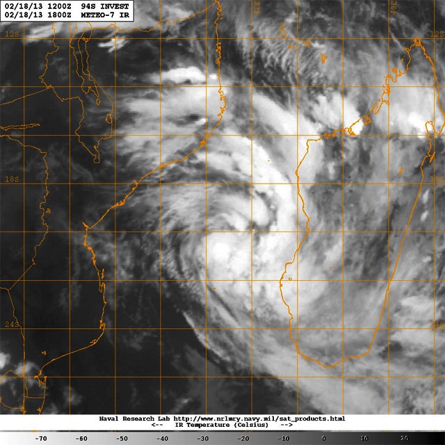 Probable formación del ciclón tropical HARUNA en el Canal de Mozambique
