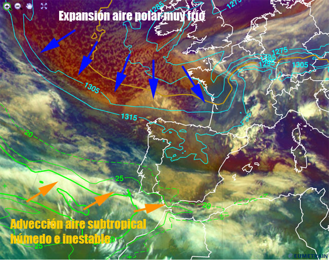 Lluvias y vientos intensos en el sur, y nieve en cotas bajas en el norte