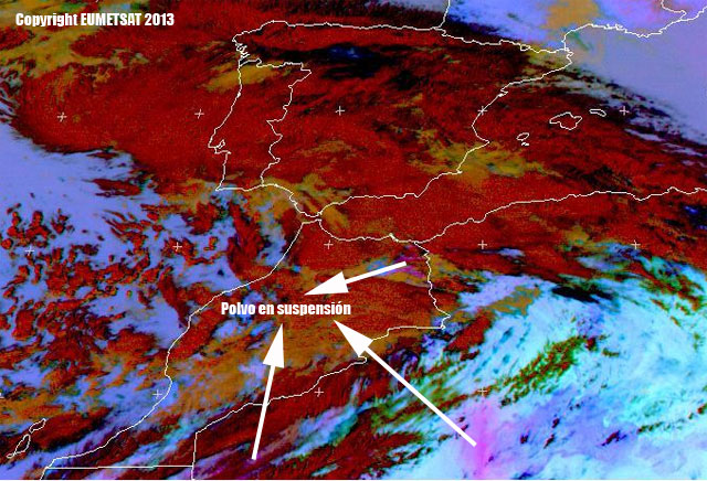 Advección de polvo sahariano acompaña a la borrasca