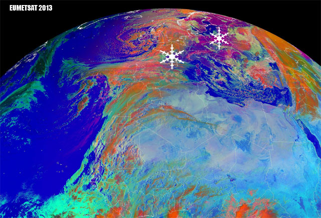 La nieve cubre amplias superficies de Europa