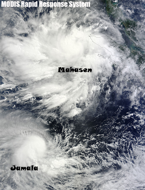 Mahasen y Jamala, las dos tormentas gemelas del Índico