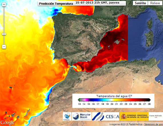 Destacadas anomalias positivas de temperatura en aguas superficiales del  Atlantico Norte y Mediterraneo - Cazatormentas
