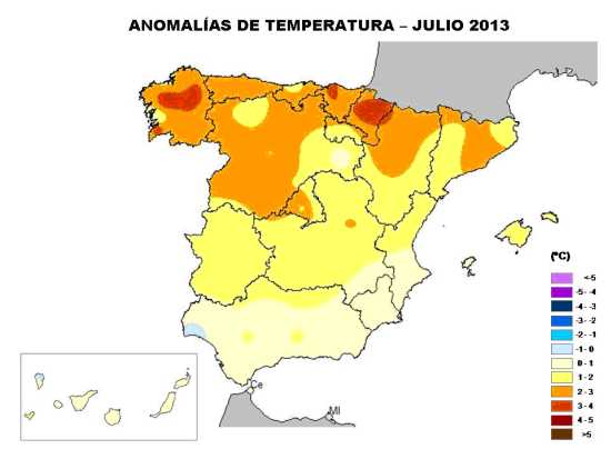 AEMET, julio de 2013 muy cálido y normal en precipitaciones en España
