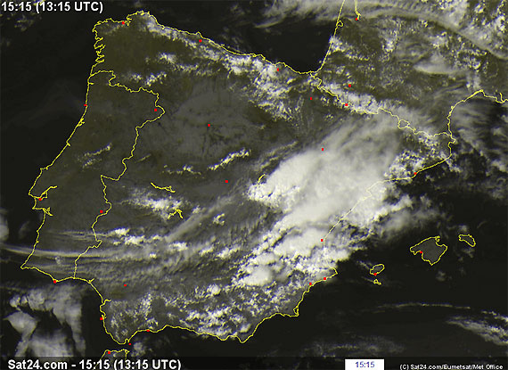 Aviso naranja por tormentas severas e intensidad de precipitacion sureste Peninsula Iberica