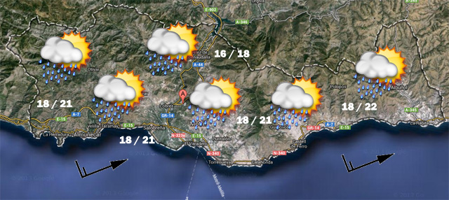 Prevision meteorologica 10 y 11 enero 2015, Costa Tropical granadina