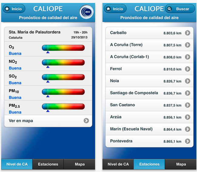 Disponible la aplicación CALIOPE para Android e iOS de pronóstico de la calidad del aire