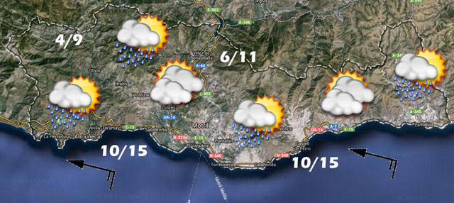 Prevision meteorologica 7 y 8 febrero 2015, Costa Tropical granadina