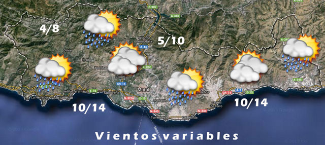 Prevision meteorologica 8 y 9 febrero 2014, Costa Tropical granadina.