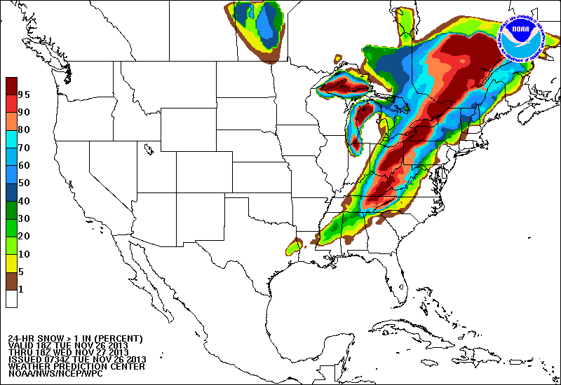 Estados Unidos, Dia de Accion de Gracias bajo gran temporal de frio, viento y nieve