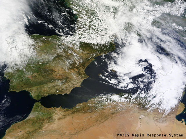 Bello proceso de ciclogenesis sobre el Mediterraneo Occidental