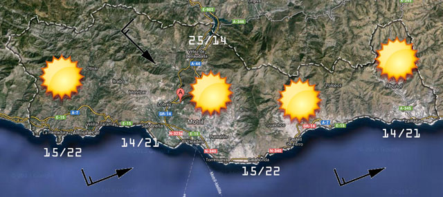 Prevision meteorologica 25 y 26 abril 2015, Costa Tropical granadina
