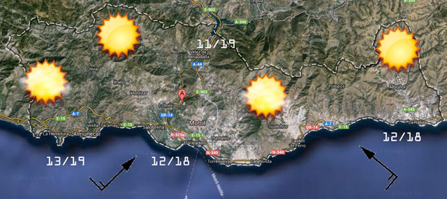 Prevision meteorologica 2 y 3 mayo 2015, Costa Tropical granadina